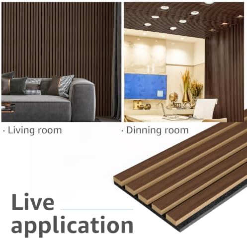 Art3d 8 Pcs Fluted Acoustic Wood Slat Wall Panel, 107 x 8 Inch, Dark Walnut - Image 3