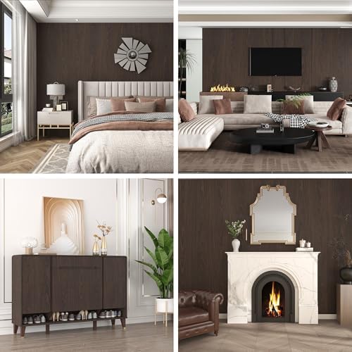 Extra Wide Wood Contact Paper Walnut Vinyl Wrap Dark Wood Grain Wallpaper - Image 5