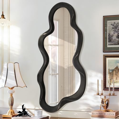 Large Asymmetrical Mirror Irregular Modern Cloud Wall Mirror Wood Frame Unique by Lzuso