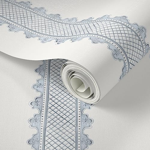Spoonflower Preppy Blue Stripes Peel and Stick Removable Wallpaper - Image 2