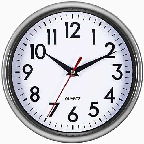 Bernhard Products Silver Wall Clock 8" Silent Non-Ticking Quality Quartz by BernhardProducts