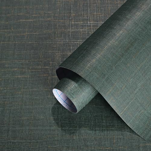 Dimoon 393” x 17.3” Green Contact Paper Grasscloth Peel and Stick Wallpaper by DIYYOURMOON