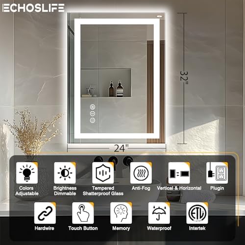 EchosLife 24"x32" LED Bathroom Mirrors - Image 2