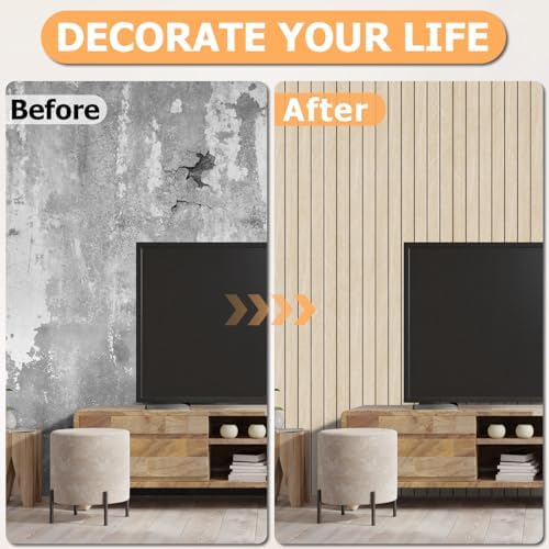 Arthome Peel and Stick Slat Wall Panels 15.7"x360", Self-Adhesive PVC Wood - Image 6