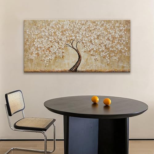 TAIJXAGSG Botanical Wall Art Gold Tree Flower Abstract Wall Decor Modern Canvas - Image 3