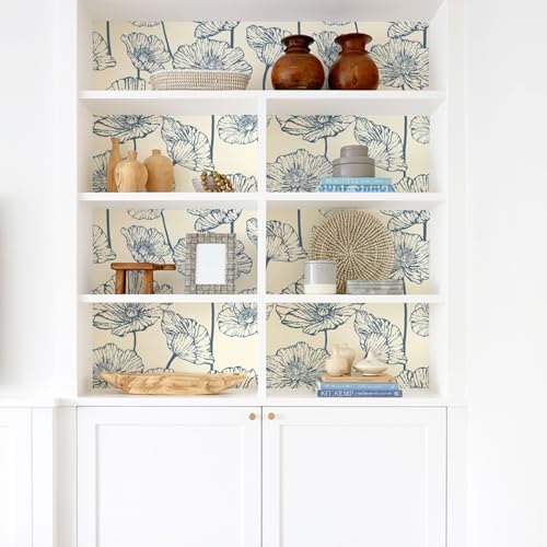 Orainege Peel and Stick Wallpaper Blue and Beige Wallpaper - Image 3