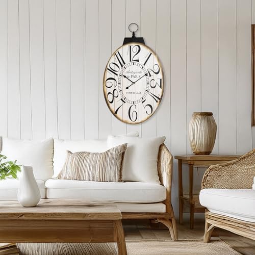 Large Wall Clocks, 29 Inch-High Oversized Oval French Vintage Farmhouse Design - Image 5