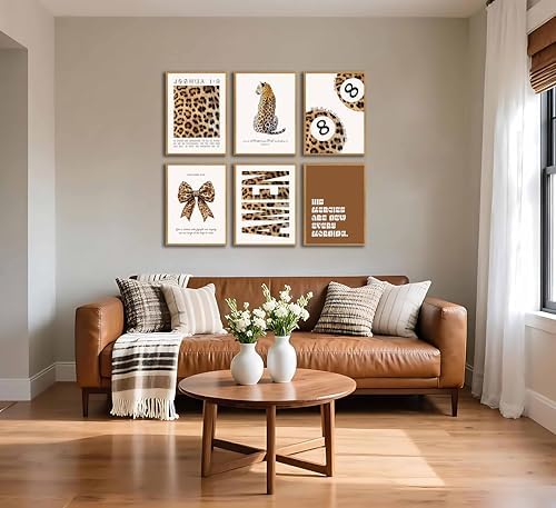 6Pcs Trendy Leopard Canvas Wall Art, Preppy Cheetah Wall Decor Posters Prints - Image 4