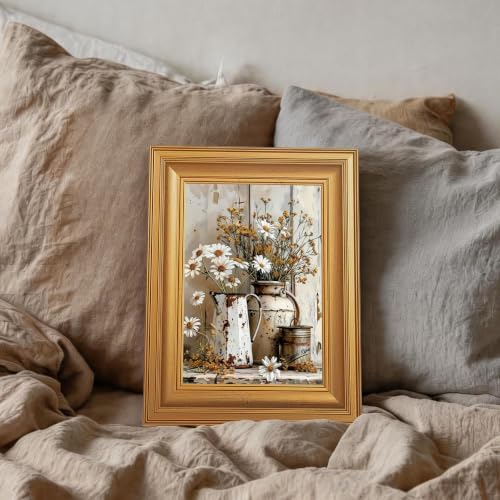 EJPFOGV Rustic Farmhouse Daisy Floral Framed Canvas Wall Art 8x10 inches - Image 3