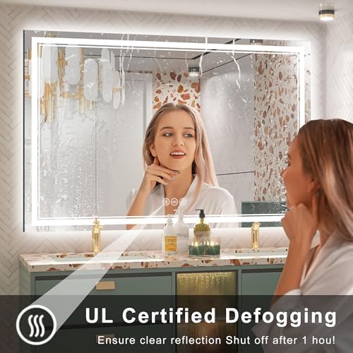 60''x36'' Lighted Mirrors for Bathroom Wall Backlit + Front Lit, Rectangular - Image 4