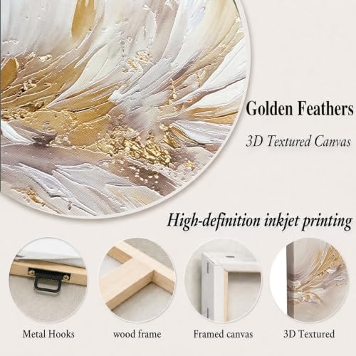ONEOLTN Golden Feather Wall Art Canvas Print - Image 4
