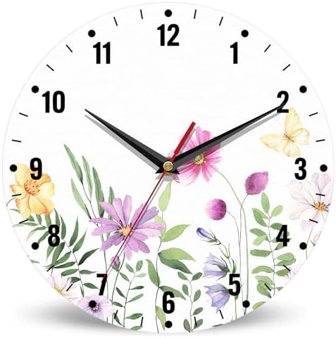 SPUNKER Clock for Bedroom, Wildflower Wall Clocks for Living Room Decor by SPUNKER