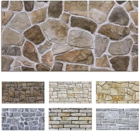 Commomy Faux Stone Peel and Stick 3D Wall Panels 10 Pcs 11.8" x 11.8" by CommomyDecor