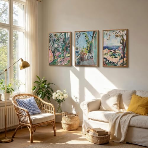 WENGTIAO 3pcs Framed Matisse St. Tropez Landscape Canvas Wall Art - Image 3