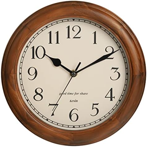 Kesin Wooden wall Clock with Retro Design, 11 Inches Round Wall Clocks by Kesin