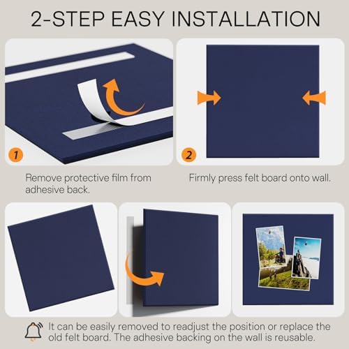 MaxGear Felt Bulletin Board 36" x 24", Dark Blue Felt Wall Tiles Push Pins - Image 4