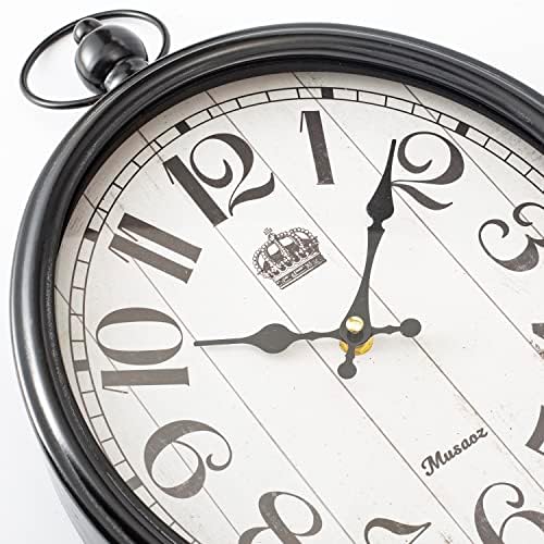 Oval Large Wall Clock Silent Non-Ticking Metal Battery Operated Retro Antique - Image 4