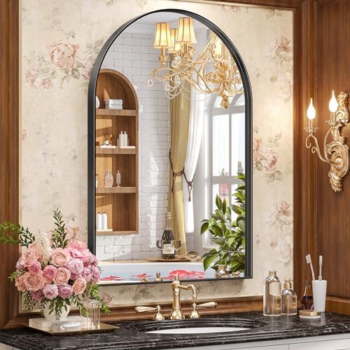 Brightify Arched Mirror, 26 x 38 Inch Black Arch Wall Mirror by Brightify