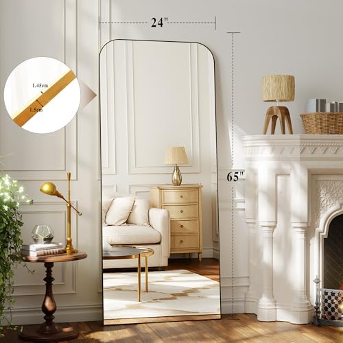 Arched Floor Standing Mirror 65"x24"Black - Image 4