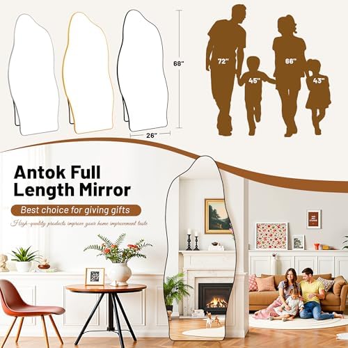 Antok Irregular Full Length Mirror, Standing Hanging Leaning Irregular Mirrors - Image 4
