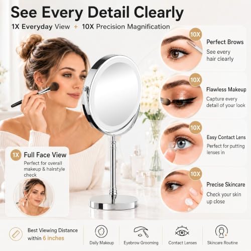 DEIOVWXS Makeup Mirror, Rechargeable Vanity Mirror - Image 3