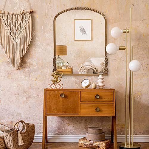 Wylde Iris English Estate Carved Arch Wood Wall Mirror, Mirror - Image 2