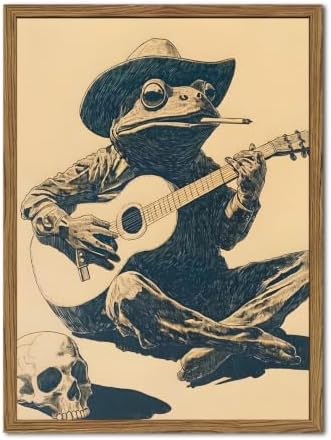 Funny Cowboy Frog Wall Art, Western Musical Frog Wall Decor Painting Whimsical by BringCharactertoYourWalls