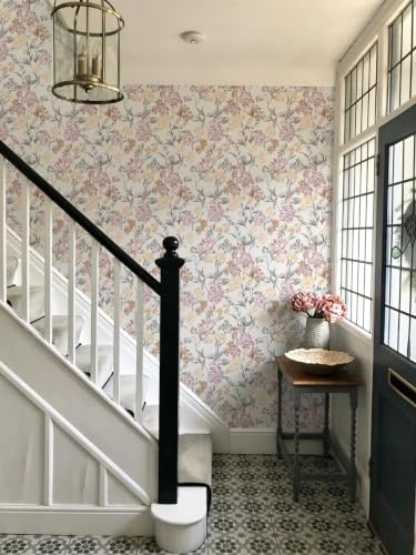 Dimoon Floral Wallpaper Peel and Stick Vintage Contact Paper Blush Pink - Image 3