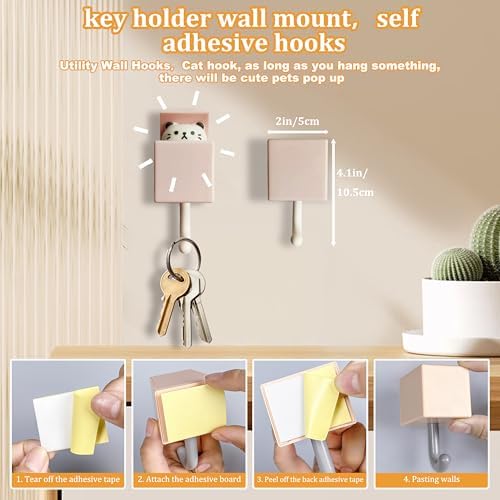4Pcs Cute Self Adhesive Wall Hooks - Image 4