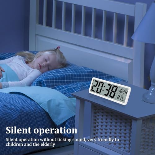 Silent Digital Wall Clock with Temperature Display, Versatile Two Power Mode - Image 3