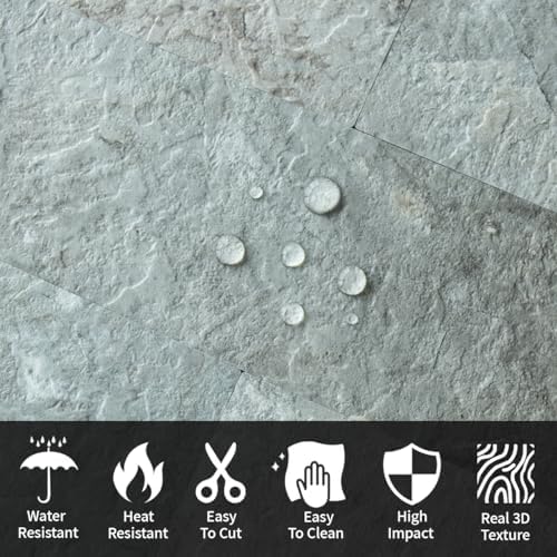 AULIGET 40-Piece Mountain Rock Peel and Stick Backsplash Wall Tiles, Laundry - Image 4