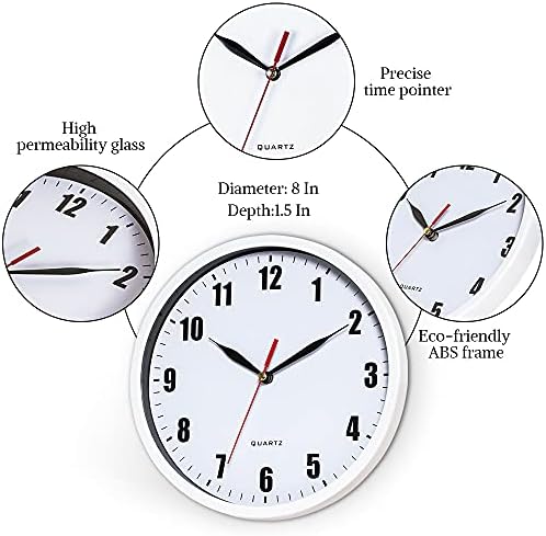 SAC SMARTEN ARTS 8" Silent Quartz Wall Clock Non-Ticking Digital Clock - Image 3