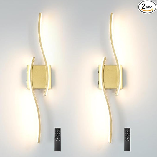 Battery Operated Wall Sconce Set of 2, Dimmable Cordless Battery Wall Sconces by Daunton