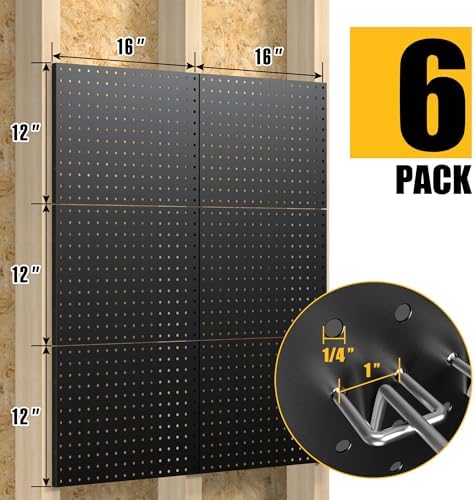 Spampur Peg Board, 6 Pack Metal Pegboard Panels - Image 3