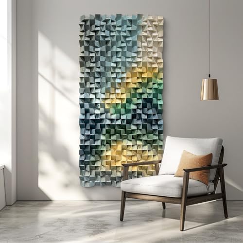 LIUZEYUE Wooden Wall Art, Layered Color Bands, Geometric Art by Unknown