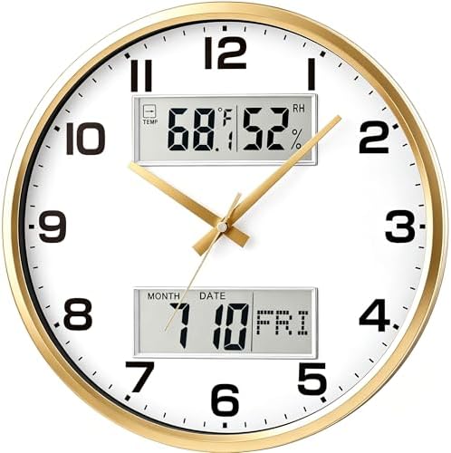 13" Gold Battery Powered Silent Wall Clock by Unknown