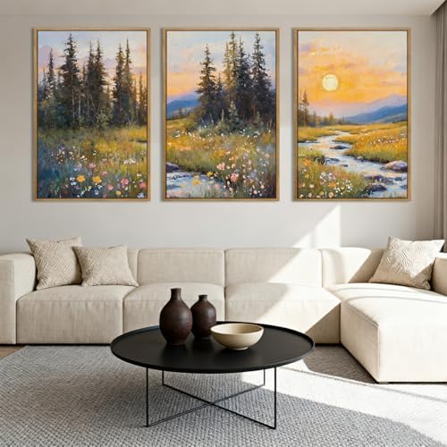 IARTTOP Large Mountain Wall Art Framed 16x24 Inch Abstract Forest Landscape - Image 6