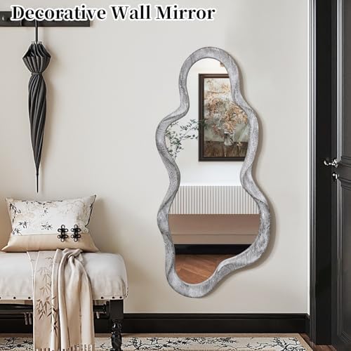 Irregular Asymmetrical Mirror for Wall Decor Large Modern Wooden Framed Wall - Image 3