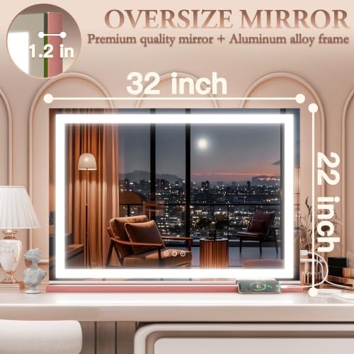 ROLOVE 32"x22" Large Pink Vanity Mirror - Image 2