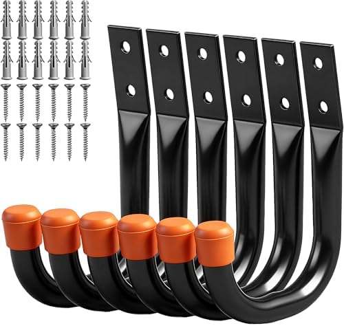 HORUSDY 6-Pack Heavy Duty Metal Wall Hooks, Large Garage Storage & Organization by HORUSDY