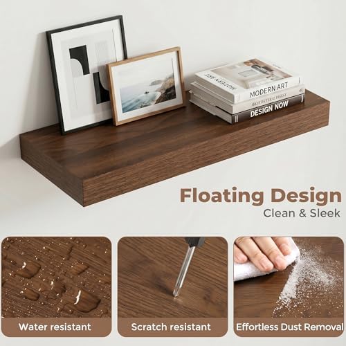 20 Inch Floating Shelves for Wall, Walnut Finish - Image 4