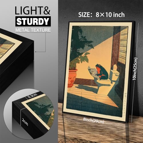 Japanese Frog Black Framed Wall Art Cute Animal Canvas Print Funny Frog On The - Image 3