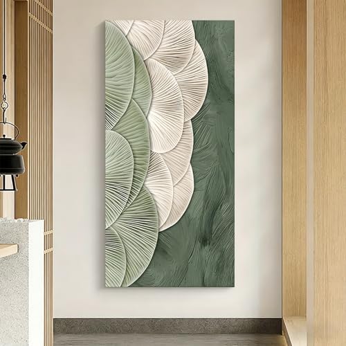 ONEOLTN Large Textured Abstract Green Wall Art Mid Century Natural Botanical - Image 5