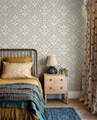 Heroad Vintage Damask Floral Peel and Stick Wallpaper Neutral Contact Paper - Image 5