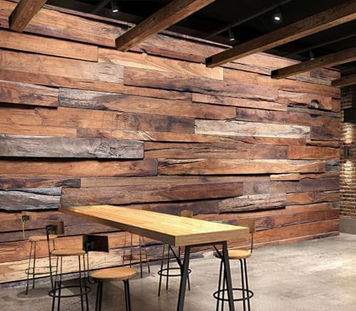 Rustic Wood Plank Wallpaper Brown Vintage Barn Peel Stick - Image 2