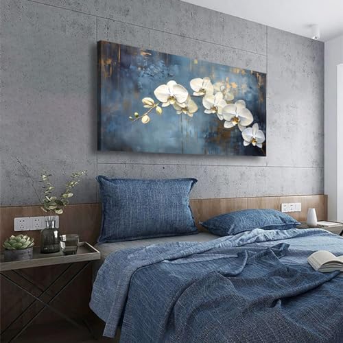Abstract White Butterfly Orchid Canvas Wall Art - Image 3