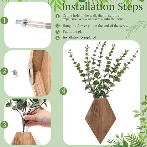 Chunful 2 Pcs Wooden Wall Planter Decor, Wooden Color, 7.1 x 4.7 x 1.2 Inches - Image 3