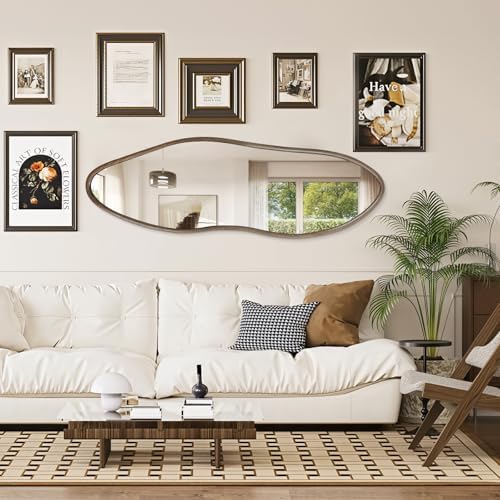 65"x22" Irregular Full Length Mirror, Rustic Wood Full Body Mirror - Image 2
