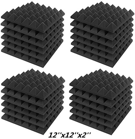 JBER 24 Pack Sound Foam Panels, Pyramid Soundproofing Studio Wall Panels by JBER