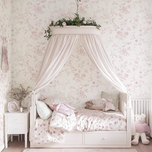 Ismoon Pink Floral Peel and Stick Wallpaper Vintage French - Image 6